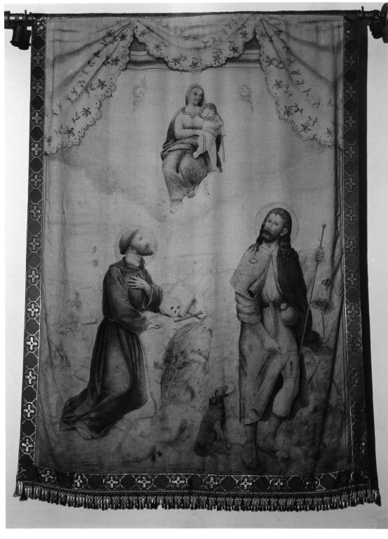 Madonna con Bambino e Santi (stendardo processionale, elemento d'insieme) di Flamini A (inizio sec. XX)