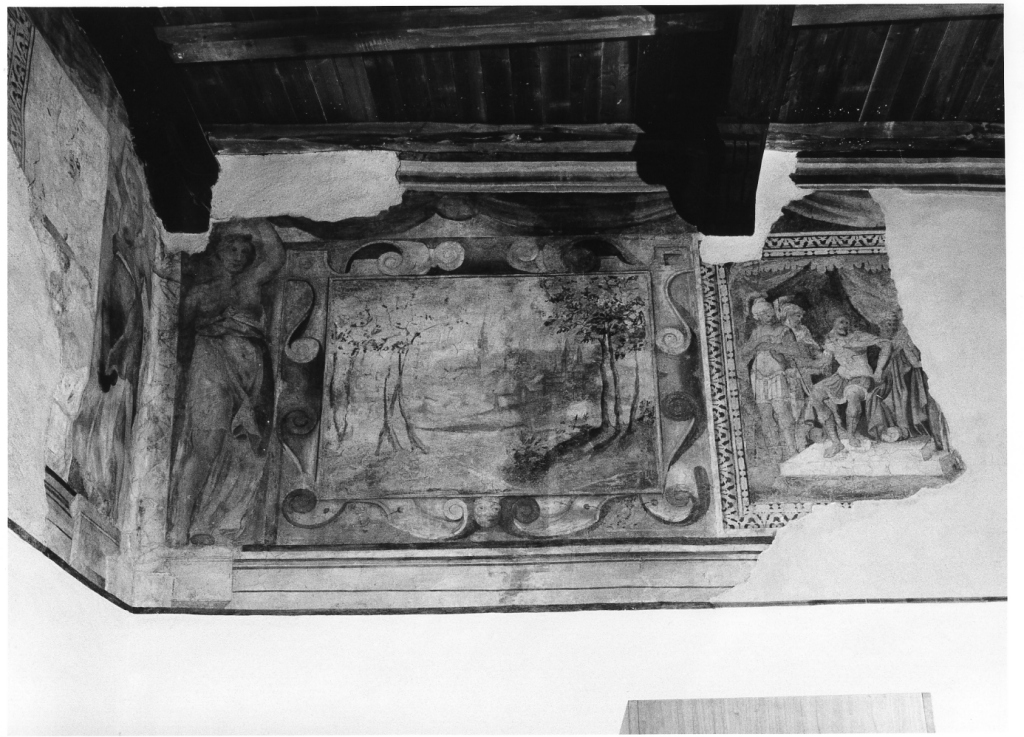 Giuditta alla tavola di Oloferne (decorazione pittorica, complesso decorativo) - ambito laziale (ultimo quarto sec. XVI)