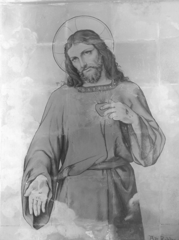 Cristo del Sacro Cuore (pala d'altare) di De Rodhen A (inizio sec. XX)