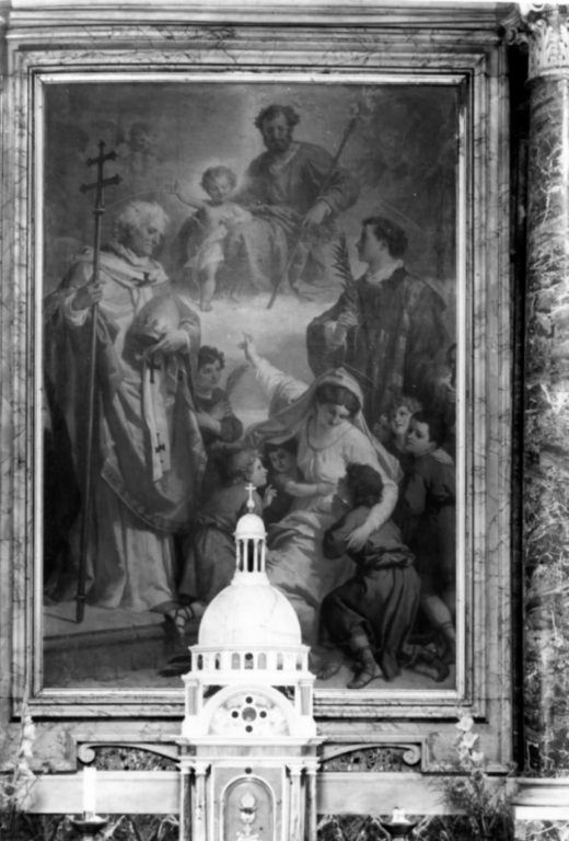 Gesù bambino e san Giuseppe tra Santa Sinforosa con i sette fanciulli, san Getulio e san Lorenzo (dipinto) di Fontana Luigi (seconda metà sec. XIX)