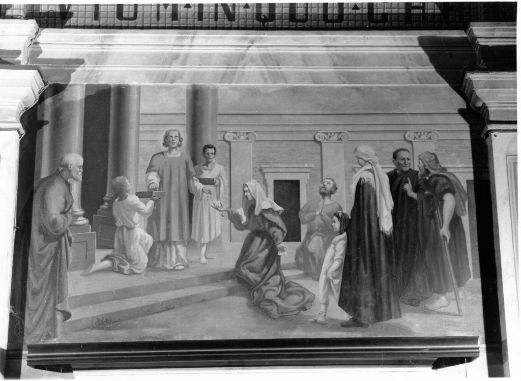 elemosina di San Lorenzo (dipinto) di Testa Oscar da Malta (sec. XX)