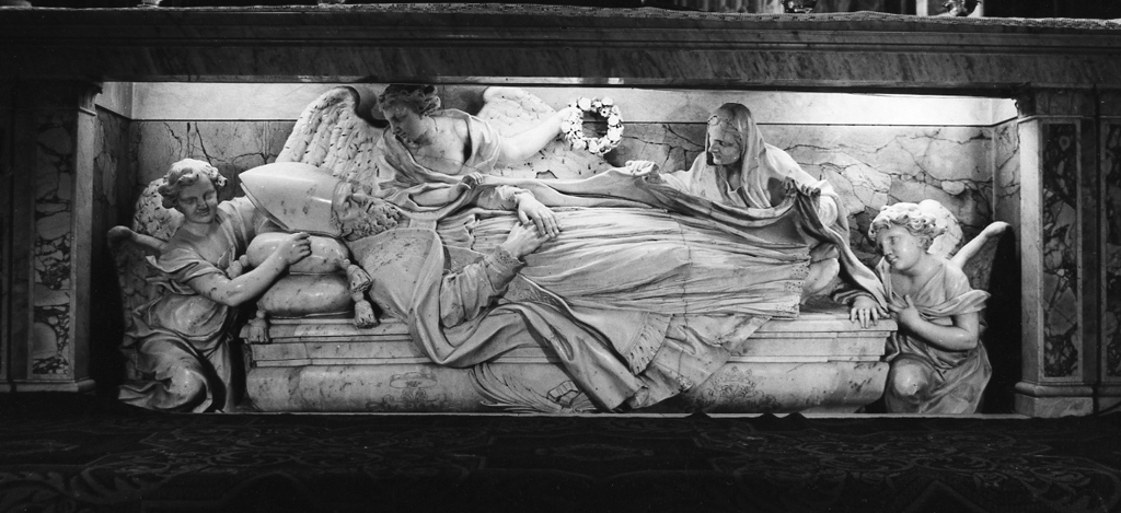 transito di San Romano (gruppo scultoreo) di Bernini Gian Lorenzo (cerchia) (seconda metà sec. XVII)