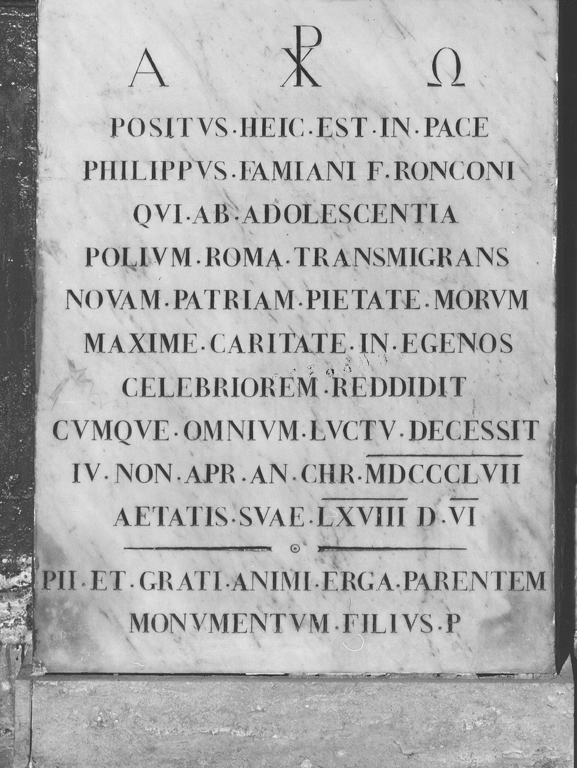 lapide - ambito italiano (sec. XIX)