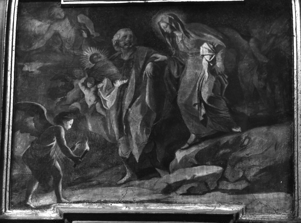 fuga in Egitto (dipinto) di Colli Antonio, Pozzo Andrea (sec. XVII)