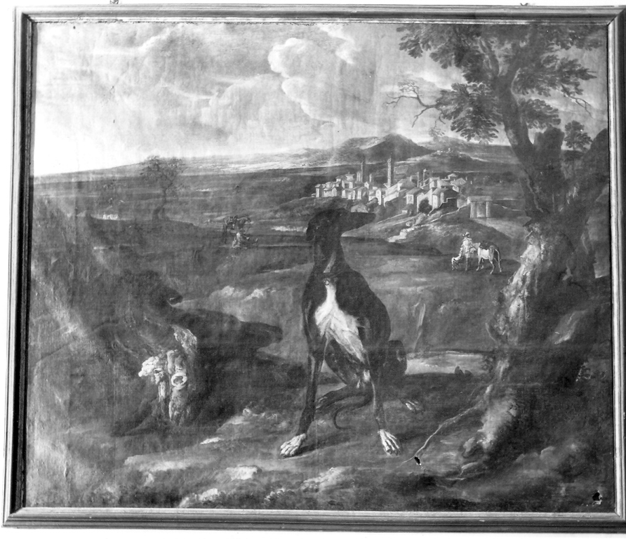 levriere, volpe e feudo di Formello (dipinto) di Pace Michele detto Michelangelo del Campidoglio (sec. XVII)