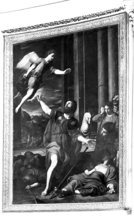 San Rocco guarisce gli appestati (dipinto) di Alessandro Mattia da Farnese (terzo quarto sec. XVII)