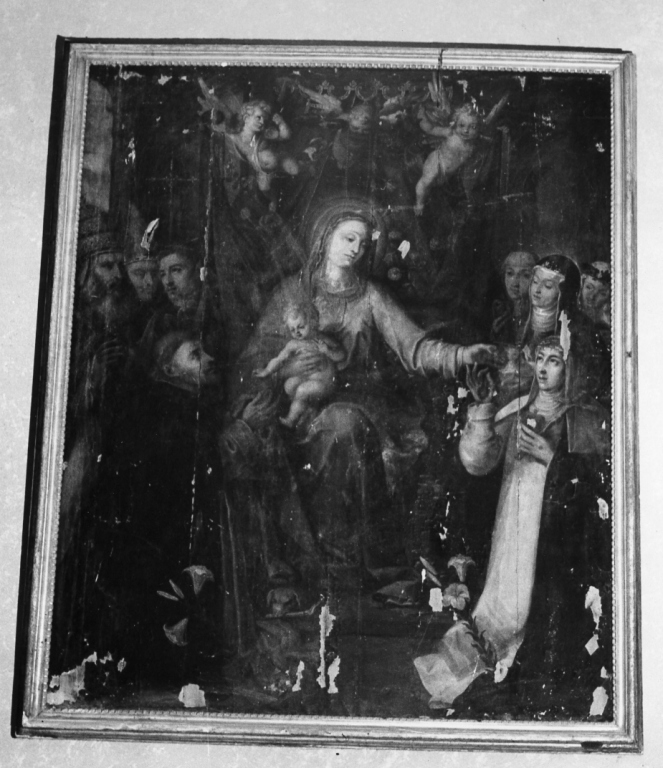 Madonna del Rosario con San Domenico e Santa Caterina da Siena (dipinto) di Curia Francesco (sec. XVIII)