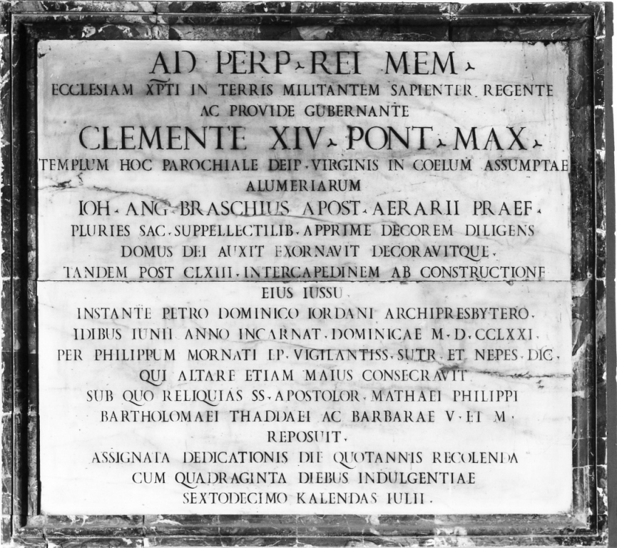 lapide commemorativa - ambito laziale (sec. XVIII)