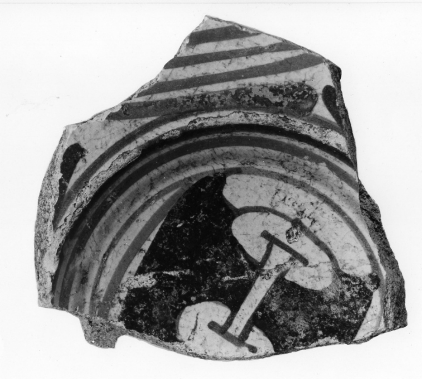 piatto, frammento - manifattura romana (ultimo quarto sec. XV)