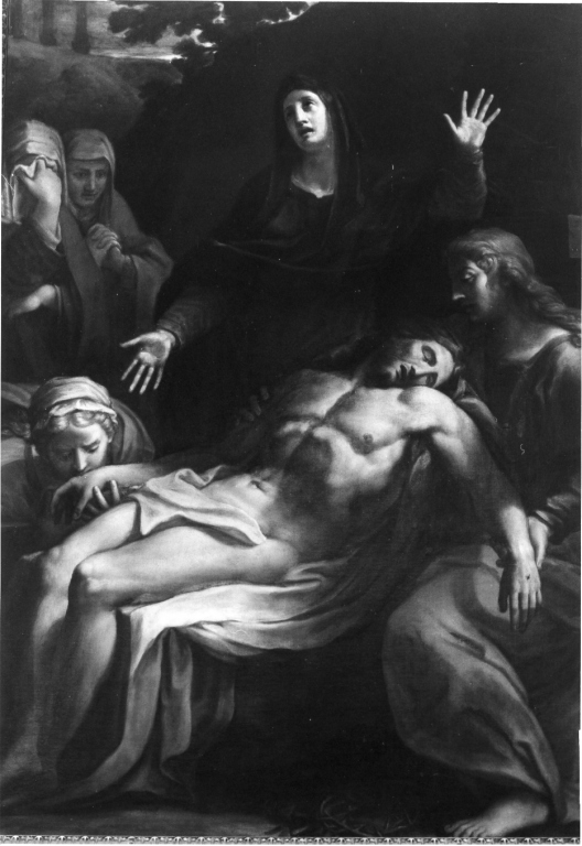 compianto sul Cristo morto (dipinto) di Carracci Annibale (cerchia) (secondo quarto sec. XVII)