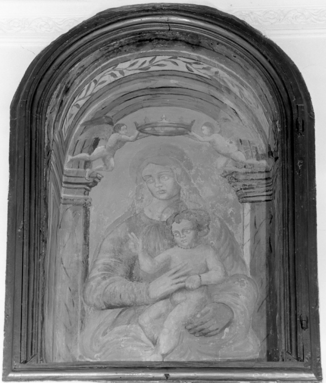 Madonna con Bambino e angeli reggicorona (dipinto) - ambito laziale (seconda metà sec. XIX)