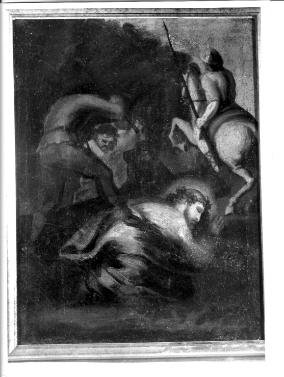 stazione VII: Gesù cade sotto la croce la seconda volta (dipinto) - ambito laziale (fine sec. XVIII)