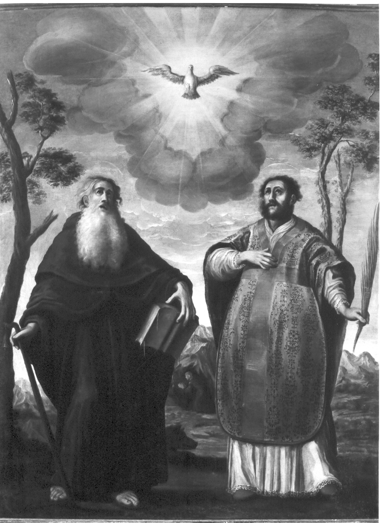 Sant'Antonio Abate e San Valentino (dipinto) di Alberti Durante detto Durante del Borgo (maniera) (sec. XVII)