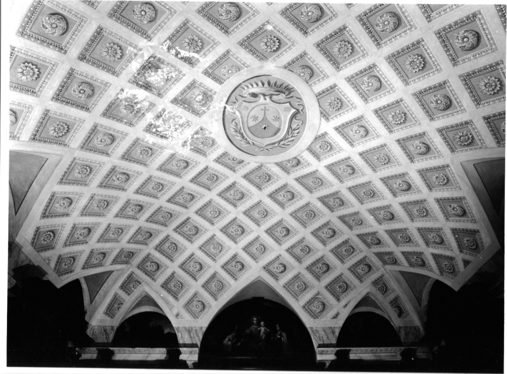 motivi decorativi a cassettoni con rosette (soffitto dipinto) - ambito romano (sec. XX)