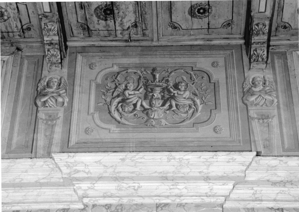 angeli tra motivi decorativi a girali (decorazione pittorica, serie) - ambito laziale (sec. XVIII)