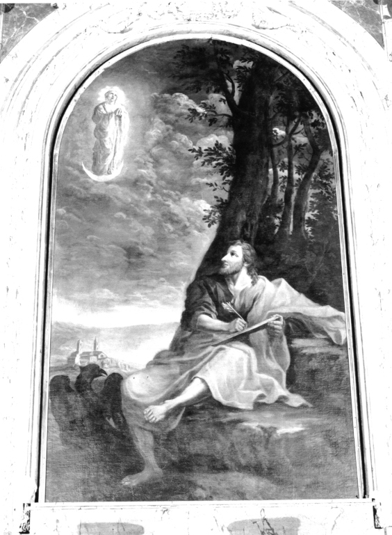 Madonna Immacolata appare a San Giovanni Evangelista nell'isola di Patmos (dipinto) - ambito laziale (seconda metà sec. XVIII)
