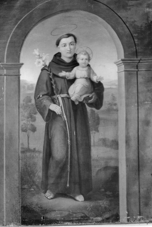 Sant'Antonio da Padova con il bambino (dipinto) - ambito laziale (sec. XIX)