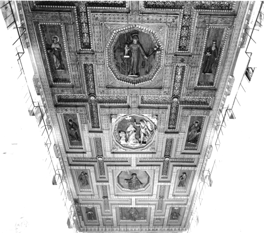 Annunciazione e Santi francescani (soffitto a cassettoni) - ambito viterbese (fine sec. XVI)