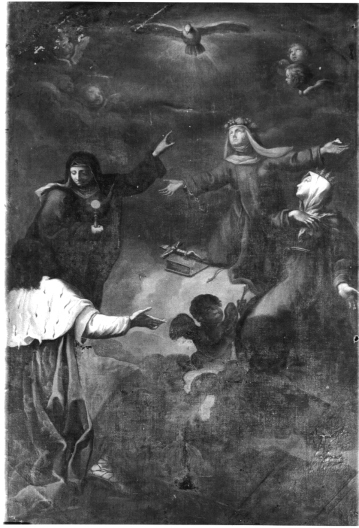 colomba dello Spirito Santo e santi (dipinto) - ambito romano (seconda metà sec. XVII)