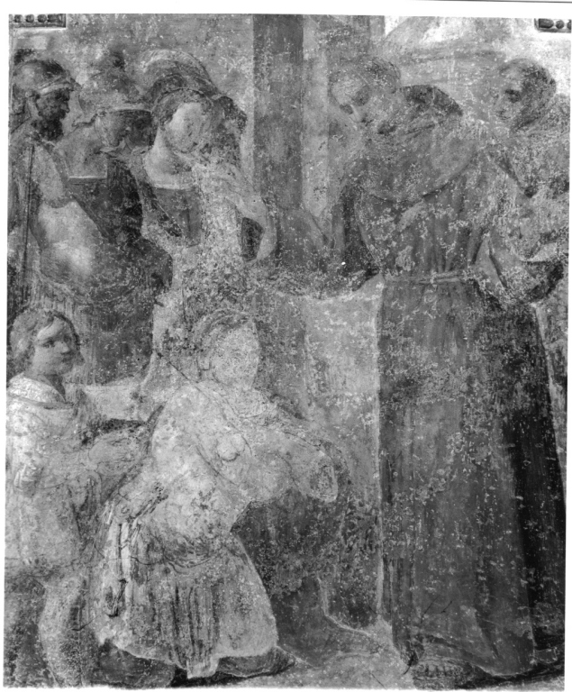 Sant'Antonio da Padova scagiona il padre accusato di omicidio (dipinto, complesso decorativo) - ambito romano (inizio sec. XVII)