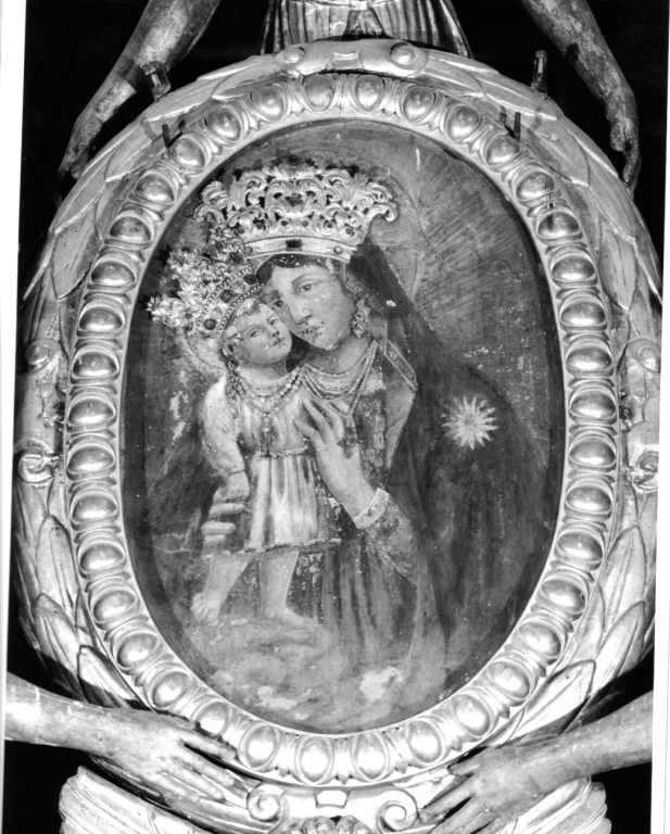 Madonna con Bambino (dipinto, complesso decorativo) - ambito romano (fine sec. XVI)
