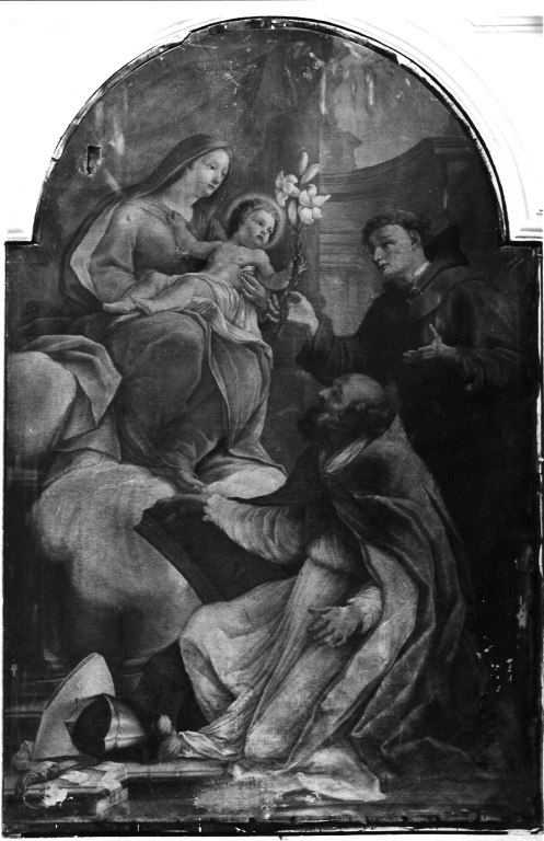 Madonna con Bambino, Sant'Antonio da Padova e San Martino Vescovo (dipinto) di Troppa Girolamo (attribuito) (inizio sec. XVIII)
