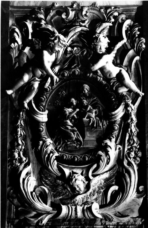 apparizione della Madonna a Santa Caterina d'Alessandria (decorazione plastica) - ambito laziale (seconda metà sec. XVII)
