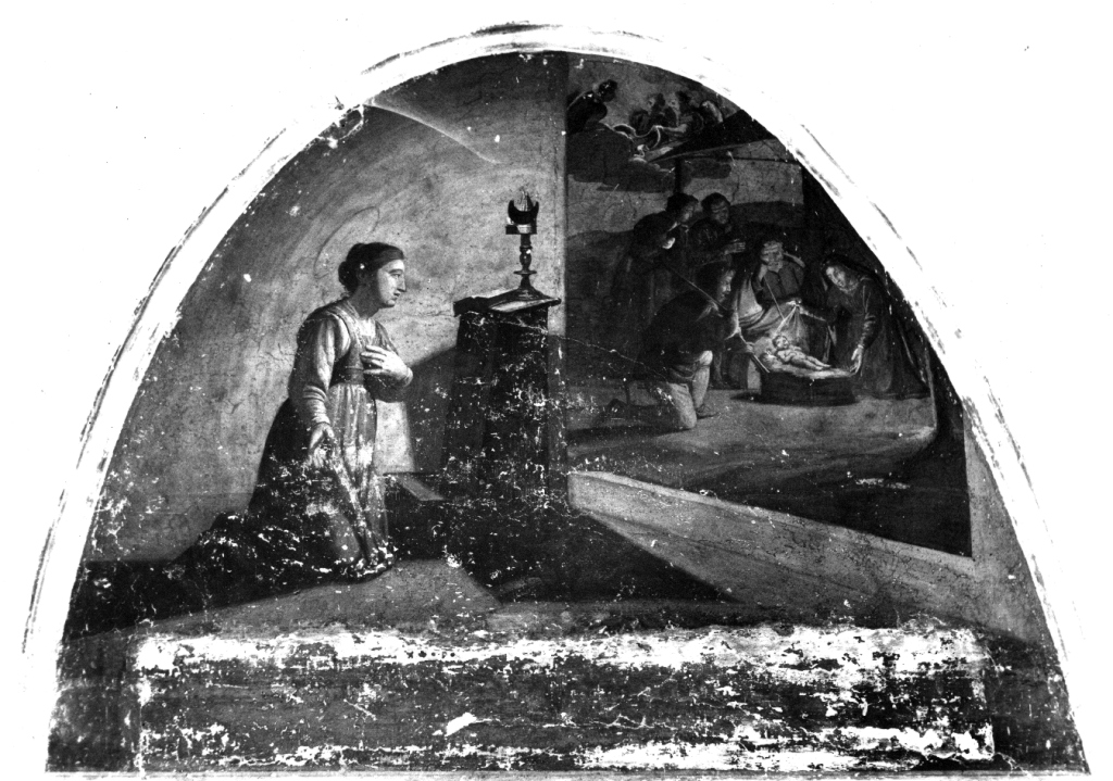 visione del presepe della Beata Colomba (dipinto) di Manenti Vincenzo (prima metà sec. XVII)