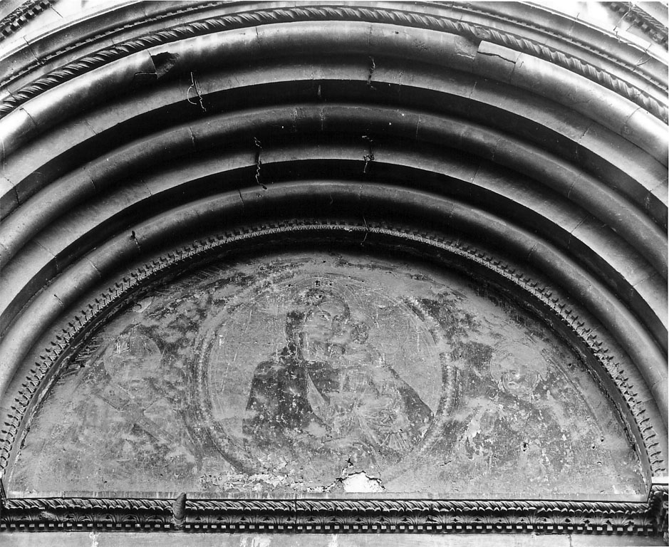 Madonna con bambino tra Sant'Agostino e San Nicola di Bari (dipinto) - ambito umbro-senese (metà sec. XIV)