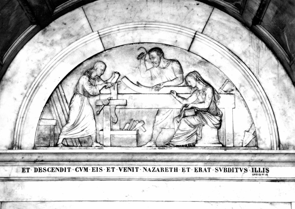 Sacra Famiglia a Nazareth (rilievo) di Brumidi Costantino (sec. XIX)