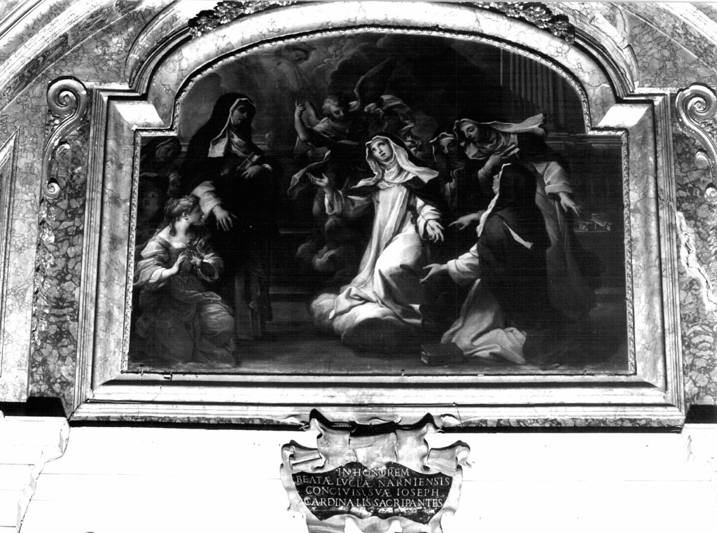Santa Lucia di Narni riceve le stimmate (dipinto) di Chiari Giuseppe Bartolomeo (sec. XVIII)