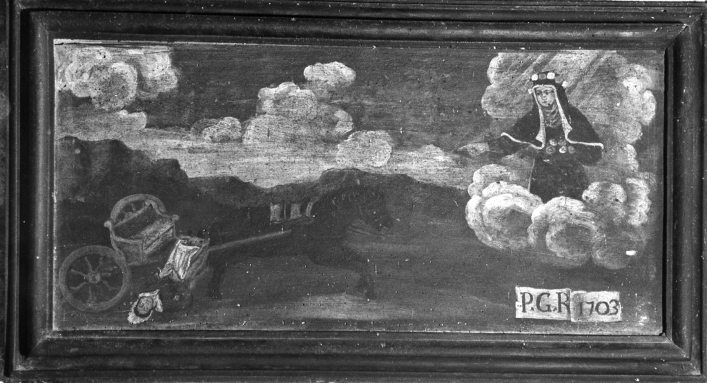 Santa Rosa salva una donna caduta dal calesse (dipinto) - ambito viterbese (sec. XVIII)