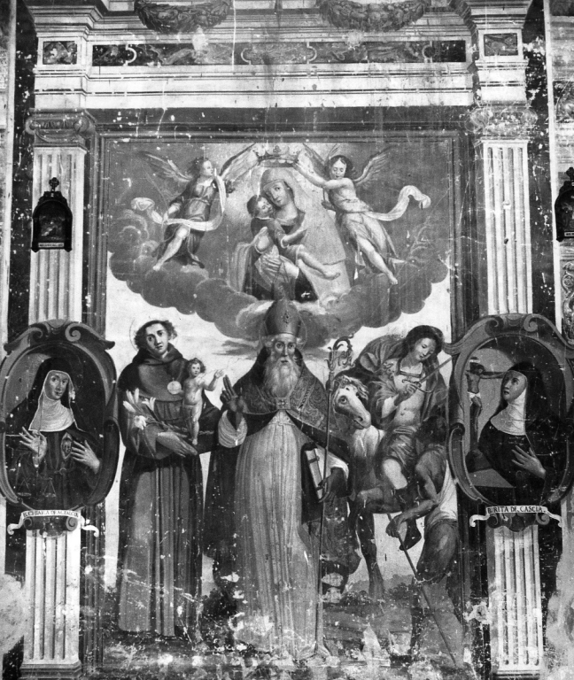 San Bonaventura vescovo tra Sant'Antonio e San Martino (dipinto) - ambito viterbese (sec. XVIII)