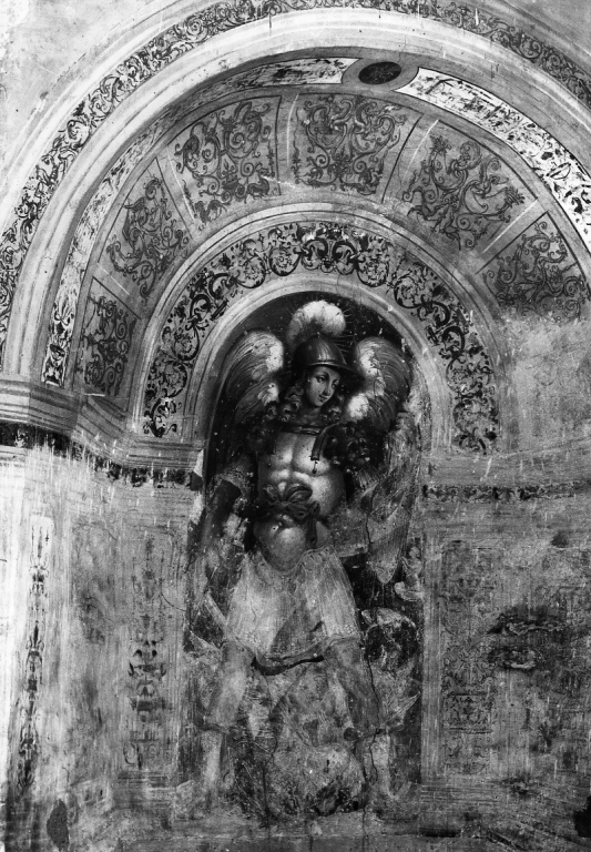 San Michele Arcangelo schiaccia il demonio (dipinto) - ambito viterbese (sec. XVI)