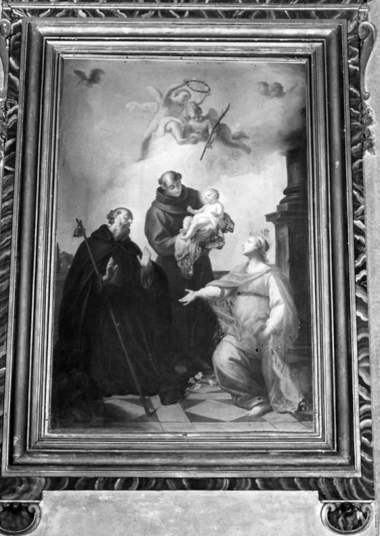 Sant'Antonio con Bambino tra Sant'Antonio Abate e Santa martire (dipinto) - ambito viterbese (seconda metà sec. XVIII)