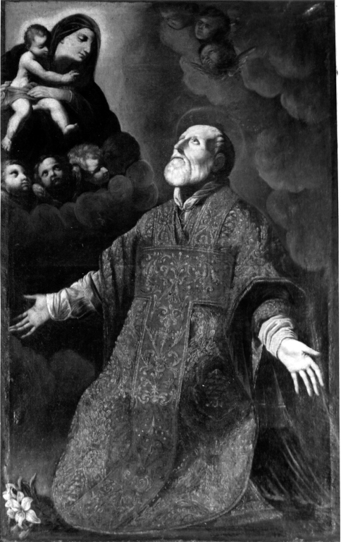 San Filippo Neri ha la visione della Madonna con Bambino (dipinto) di Reni Guido (maniera) (sec. XVII)