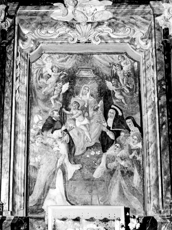 Madonna del Rosario con San Domenico e Santa Caterina da Siena (dipinto) - ambito laziale (sec. XVI)