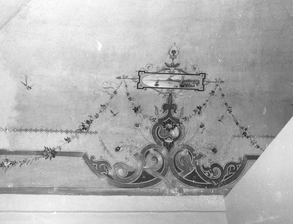 paesaggio marino con nave allo scalo (dipinto) - ambito laziale (sec. XIX)