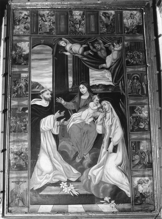 Madonna del Rosario con San Domenico e Santa Caterina da Siena (dipinto) - bottega romana (sec. XVIII)