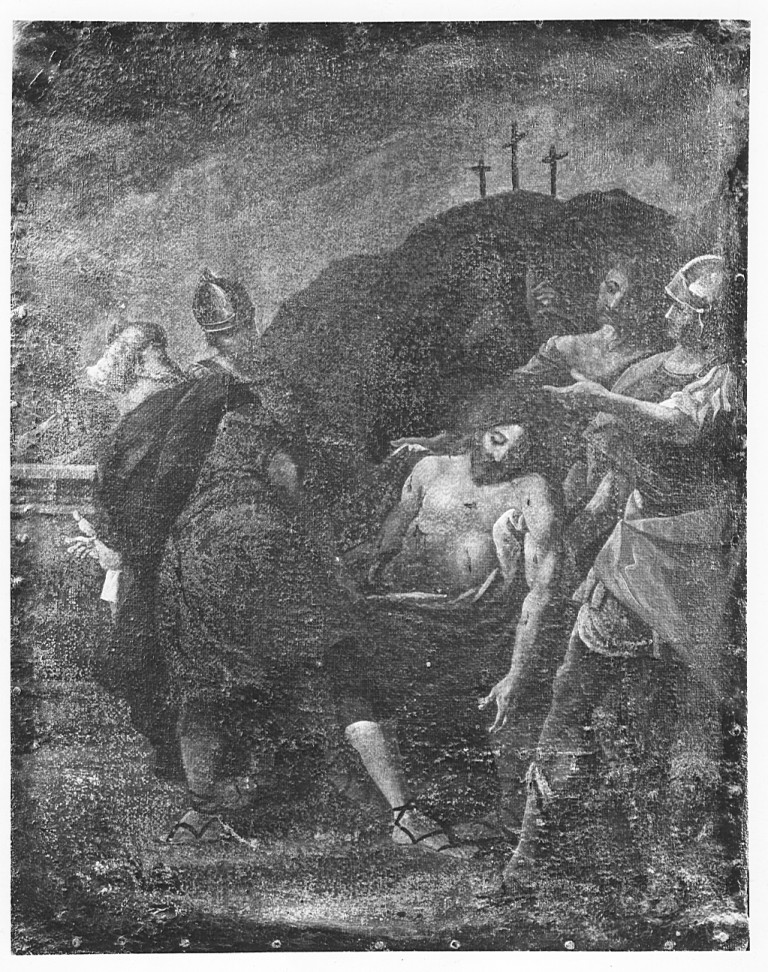 stazione XIV: Gesù deposto nel sepolcro (dipinto) - ambito napoletano (prima metà sec. XVIII)