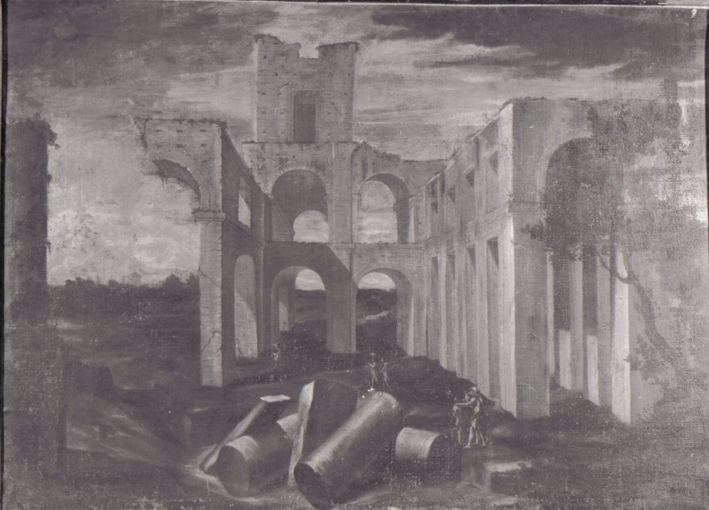 paesaggio con rovine (dipinto) - ambito romano (seconda metà sec. XVIII)