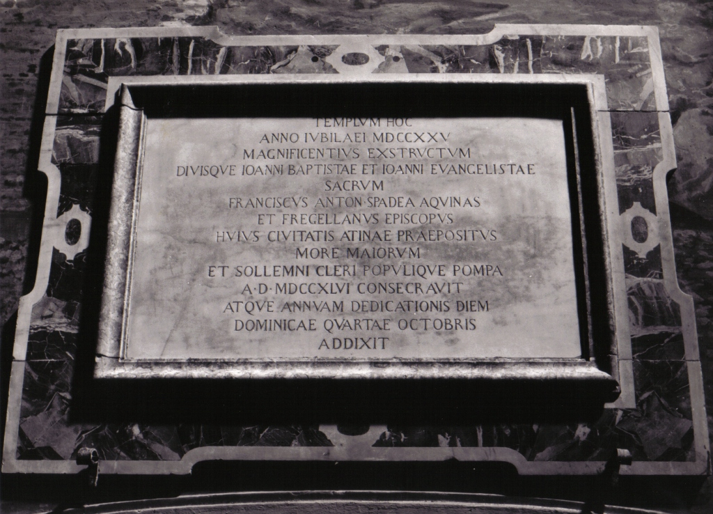 lapide documentaria - ambito laziale (sec. XVIII)