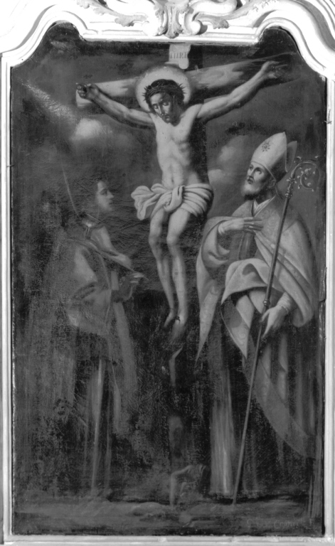 Cristo crocifisso tra due Santi (dipinto) di Capricci Gaspare (metà sec. XVIII)