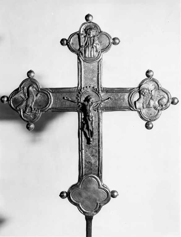 Cristo crocifisso, figure e animali (croce processionale) - ambito laziale (sec. XVI)