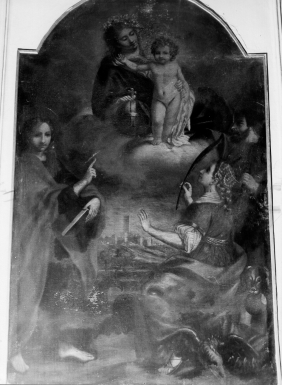 Madonna in gloria tra Santa Anatolia, San Giovanni Evangelista e San Rocco (dipinto) - ambito romano (inizio sec. XVII)