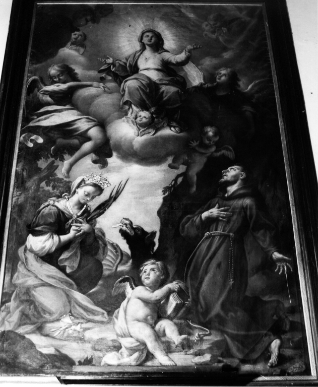 Madonna in gloria tra Santa Anastasia e San Francesco (dipinto) di Bertosi Francesco (sec. XVIII)