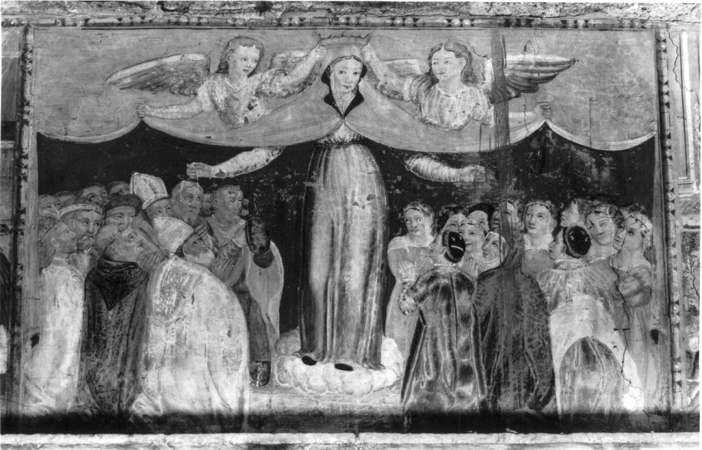 Madonna della Misericordia con episodi della natività di Gesù (dipinto) - ambito viterbese (sec. XVI)