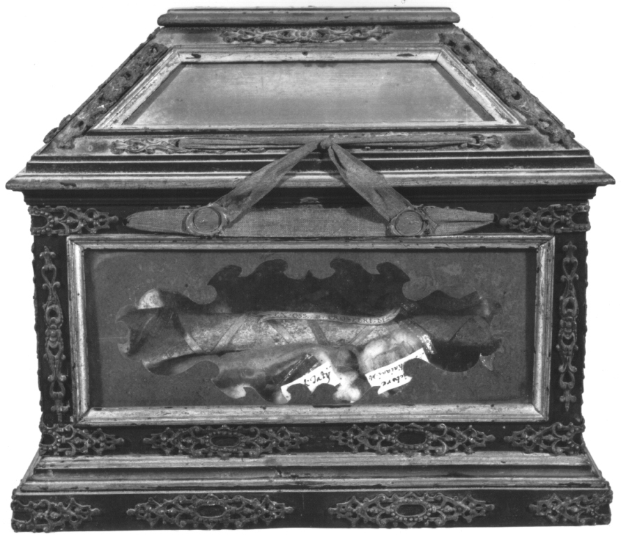 reliquiario a teca - a cassetta - ambito laziale (seconda metà sec. XIX)