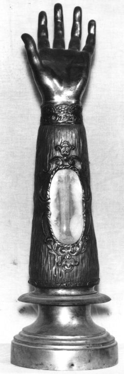 reliquiario antropomorfo - a braccio - ambito laziale (metà sec. XVIII)