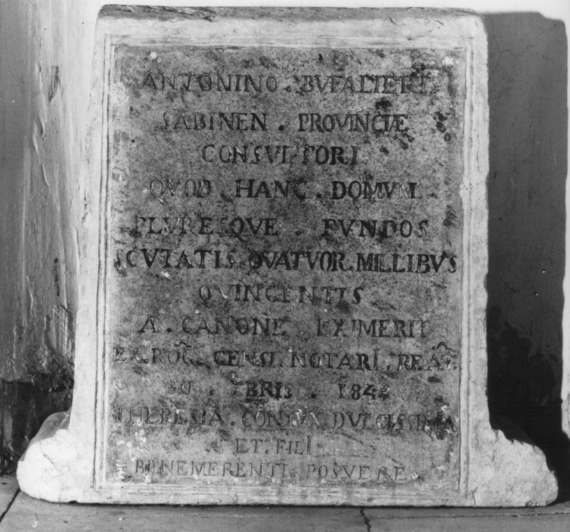 lapide commemorativa - ambito laziale (sec. XIX)